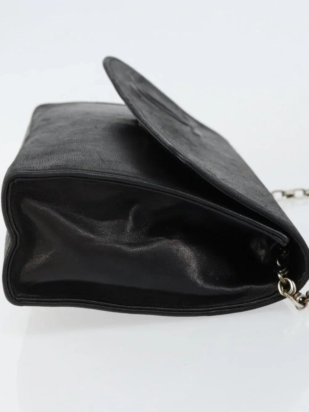 CHANEL COCO Mark Chain Shoulder Bag Lamb Skin Vintage Black CC Auth 146795
